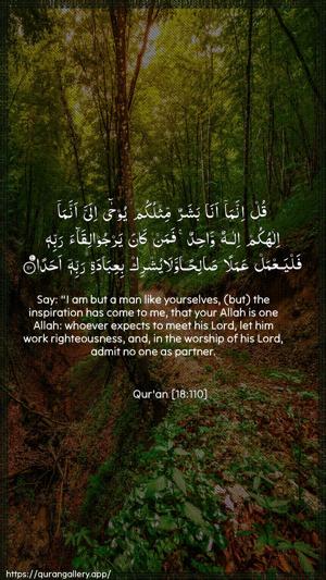 Al-Kahf Ayah 110 - Arabic + English wallpaper