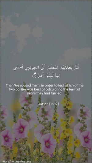 Al-Kahf Ayah 12 - Arabic + English wallpaper