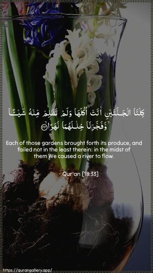 Al-Kahf Ayah 33 - Arabic + English wallpaper