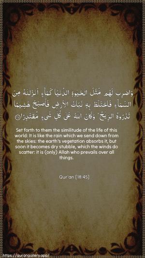 Al-Kahf Ayah 45 - Arabic + English wallpaper
