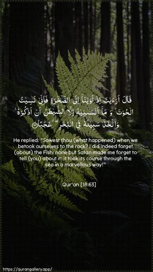 Al-Kahf Ayah 63 - Arabic + English wallpaper