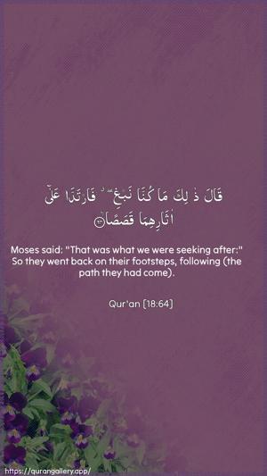 Al-Kahf Ayah 64 - Arabic + English wallpaper