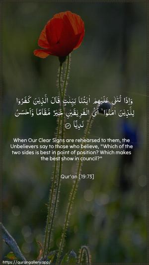 Maryam Ayah 73 - Arabic + English wallpaper