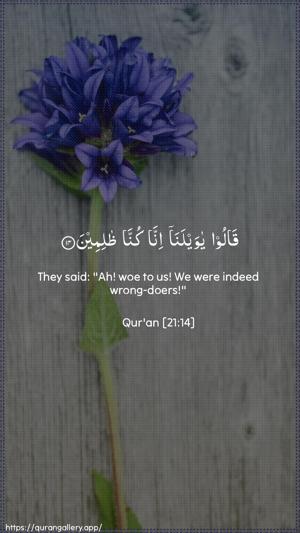 Al-Anbiyaa Ayah 14 - Arabic + English wallpaper