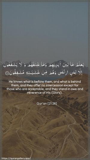 Al-Anbiyaa Ayah 28 - Arabic + English wallpaper