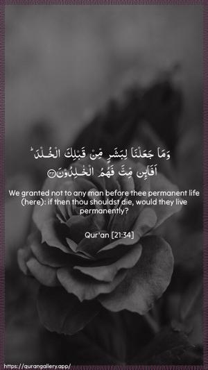 Al-Anbiyaa Ayah 34 - Arabic + English wallpaper