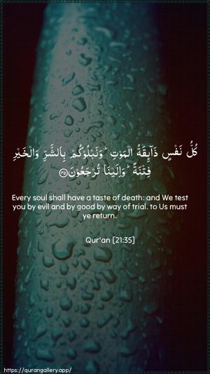 Al-Anbiyaa Ayah 35 - Arabic + English wallpaper