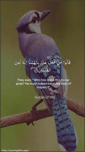Al-Anbiyaa Ayah 59 - Arabic + English wallpaper