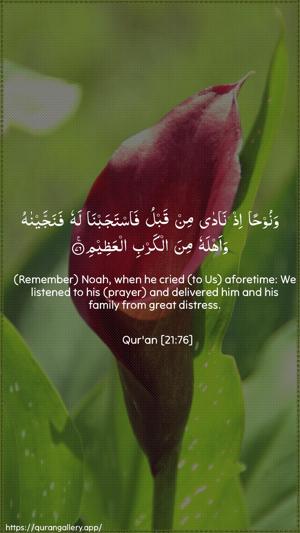 Al-Anbiyaa Ayah 76 - Arabic + English wallpaper