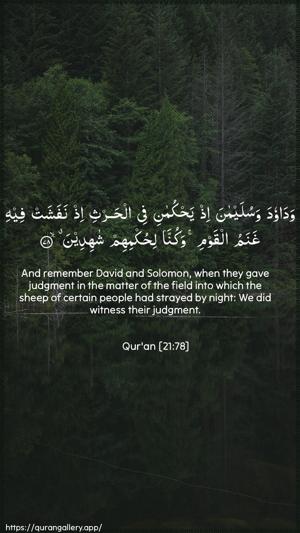 Al-Anbiyaa Ayah 78 - Arabic + English wallpaper