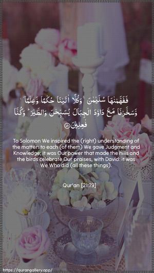 Al-Anbiyaa Ayah 79 - Arabic + English wallpaper