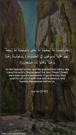 Al-Anbiyaa Ayah 90 - Arabic + English wallpaper