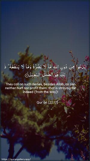 Al-Hajj Ayah 12 - Arabic + English wallpaper