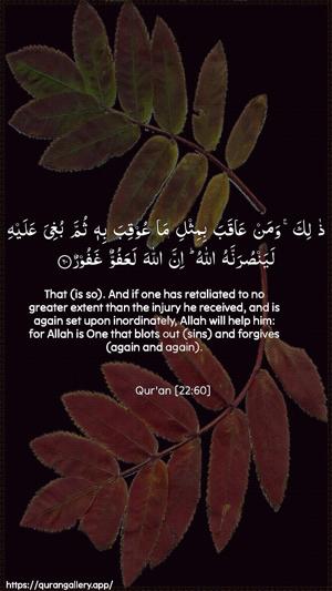 Al-Hajj Ayah 60 - Arabic + English wallpaper