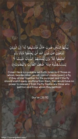 Al-Hajj Ayah 73 - Arabic + English wallpaper