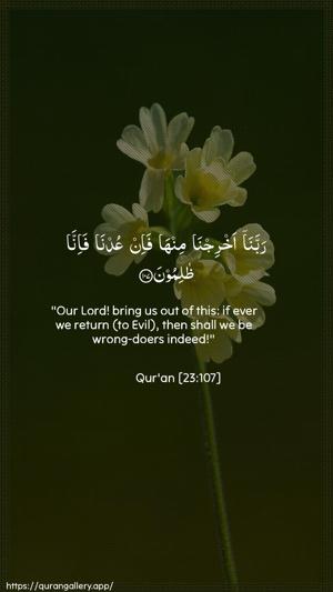 Al-Muminoon Ayah 107 - Arabic + English wallpaper