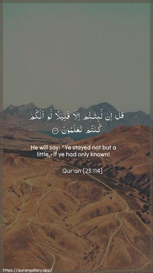 Al-Muminoon Ayah 114 - Arabic + English wallpaper