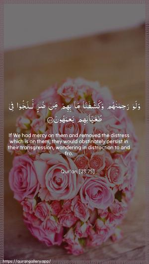 Al-Muminoon Ayah 75 - Arabic + English wallpaper