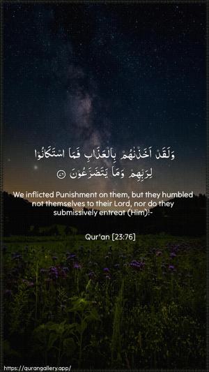 Al-Muminoon Ayah 76 - Arabic + English wallpaper