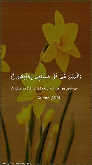 Al-Muminoon Ayah 9 - Arabic + English wallpaper