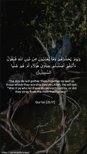 Al-Furqaan Ayah 17 - Arabic + English wallpaper