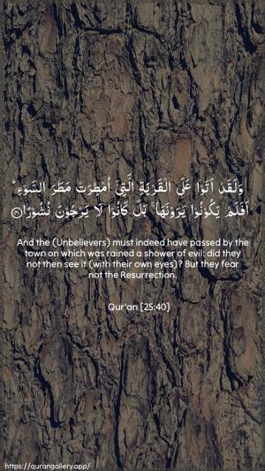 Al-Furqaan Ayah 40 - Arabic + English wallpaper