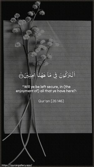 Ash-Shu"araa Ayah 146 - Arabic + English wallpaper