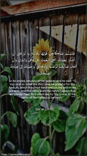 An-Naml Ayah 19 - Arabic + English wallpaper