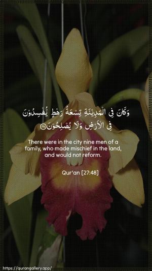 An-Naml Ayah 48 - Arabic + English wallpaper