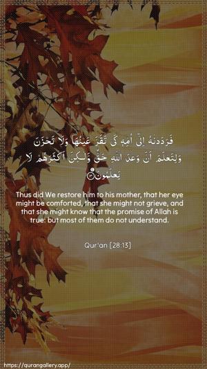 Al-Qasas Ayah 13 - Arabic + English wallpaper