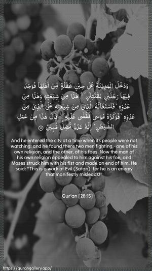 Al-Qasas Ayah 15 - Arabic + English wallpaper