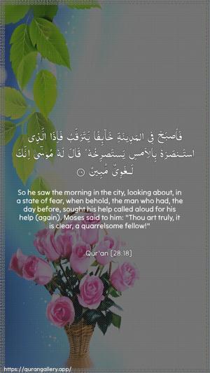 Al-Qasas Ayah 18 - Arabic + English wallpaper