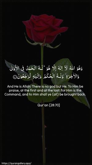 Al-Qasas Ayah 70 - Arabic + English wallpaper