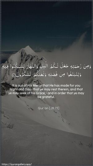 Al-Qasas Ayah 73 - Arabic + English wallpaper