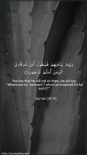 Al-Qasas Ayah 74 - Arabic + English wallpaper