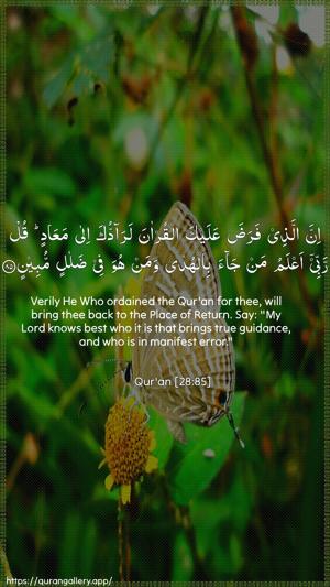 Al-Qasas Ayah 85 - Arabic + English wallpaper
