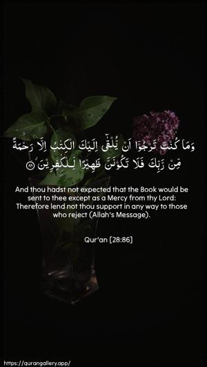 Al-Qasas Ayah 86 - Arabic + English wallpaper