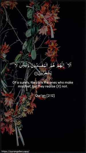 Al-Baqara Ayah 12 - Arabic + English wallpaper