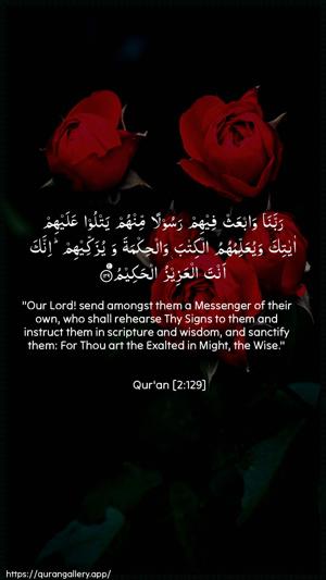 Al-Baqara Ayah 129 - Arabic + English wallpaper