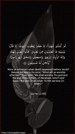 Al-Baqara Ayah 133 - Arabic + English wallpaper