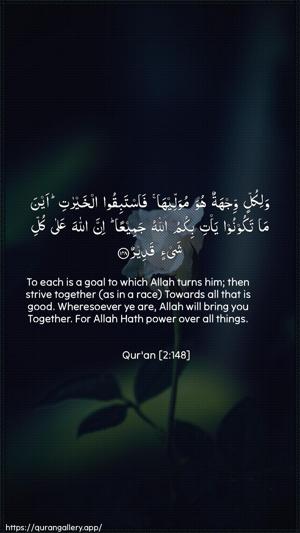 Al-Baqara Ayah 148 - Arabic + English wallpaper