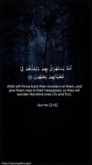 Al-Baqara Ayah 15 - Arabic + English wallpaper