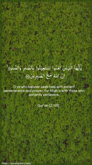 Al-Baqara Ayah 153 - Arabic + English wallpaper