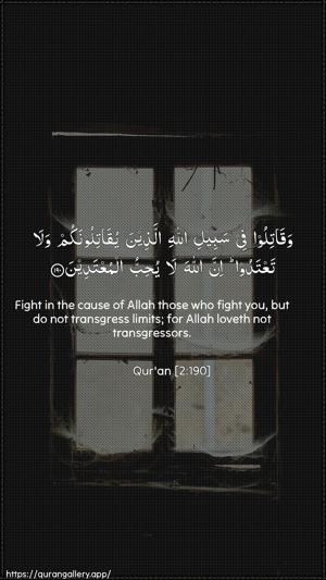 Al-Baqara Ayah 190 - Arabic + English wallpaper