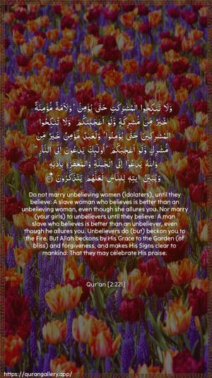 Al-Baqara Ayah 221 - Arabic + English wallpaper
