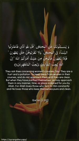 Al-Baqara Ayah 222 - Arabic + English wallpaper