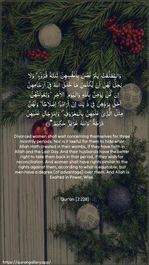 Al-Baqara Ayah 228 - Arabic + English wallpaper