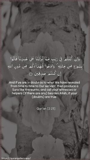 Al-Baqara Ayah 23 - Arabic + English wallpaper