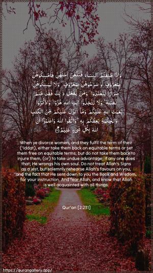 Al-Baqara Ayah 231 - Arabic + English wallpaper