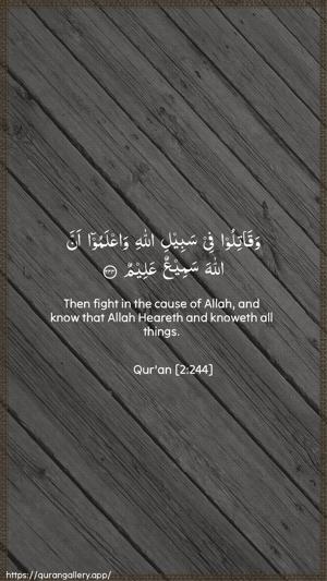 Al-Baqara Ayah 244 - Arabic + English wallpaper